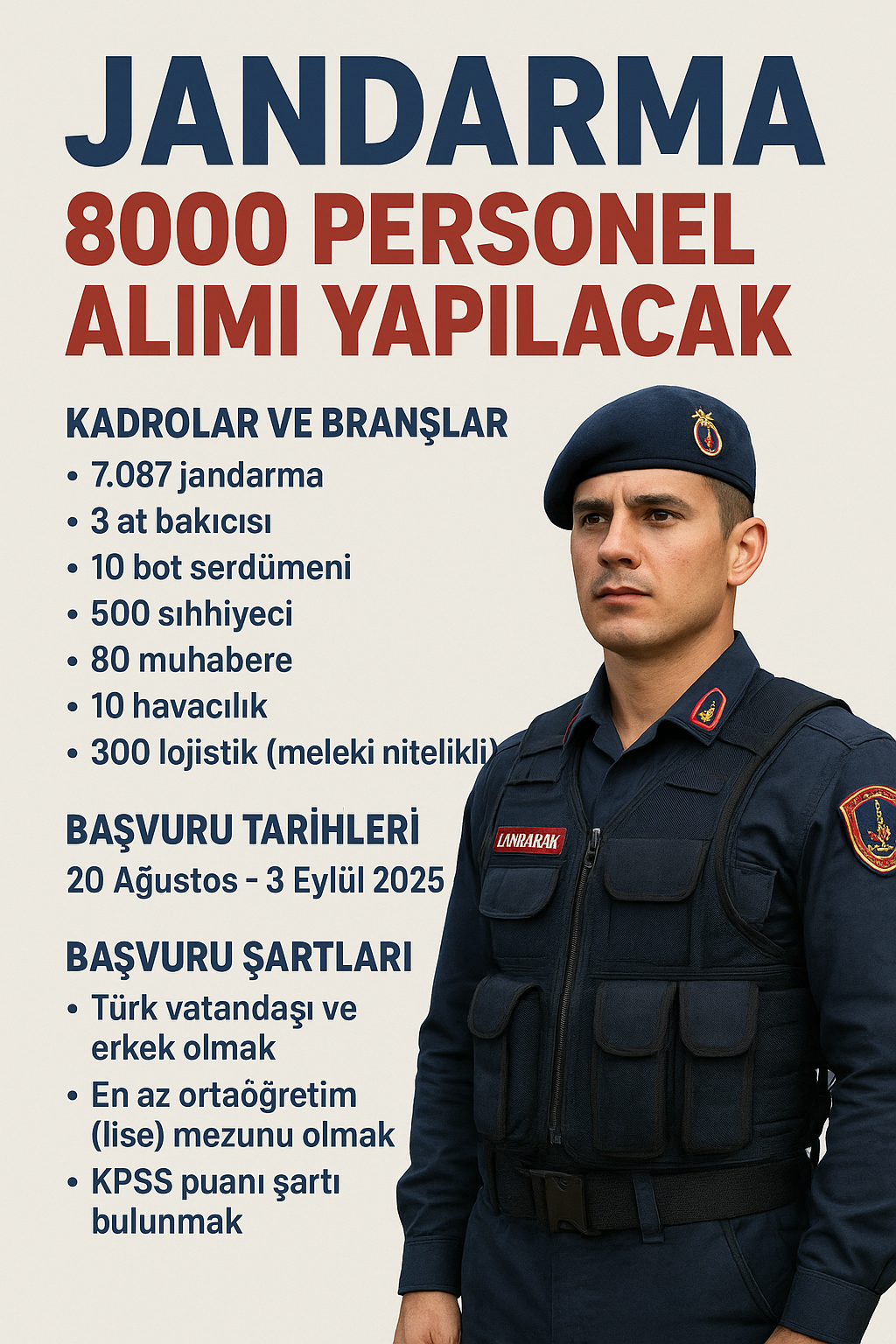 2025 Jandarma Uzman Erbaş Alımı: Başvuru Şartları ve Kadro Detayları Açıklandı
